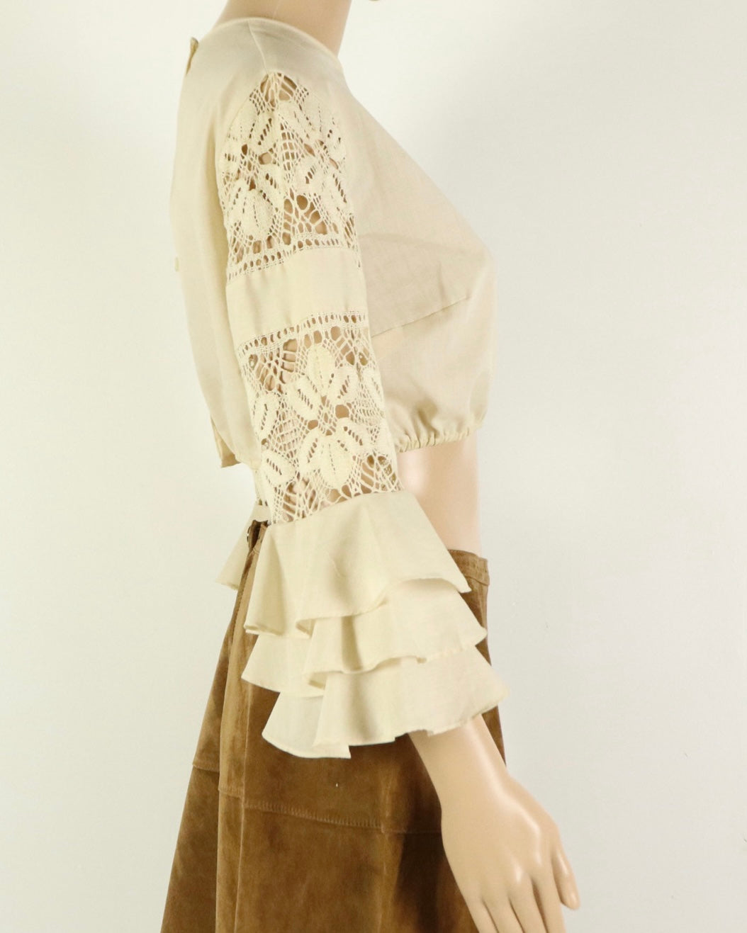 Dirndl Blouse, Kruger Dirndl, Lace Dirndl Blouse with Puff Sleeves, Bavarian Womens Blouse, 1970s Vintage