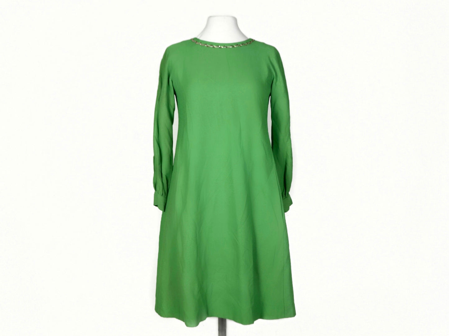 Green Long Sleeve Dress, 1960s Vintage