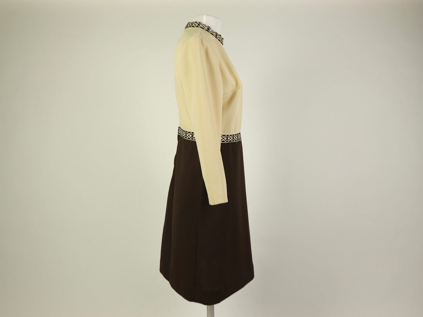 Brown Moc-Neck Dress, 1970s Vintage