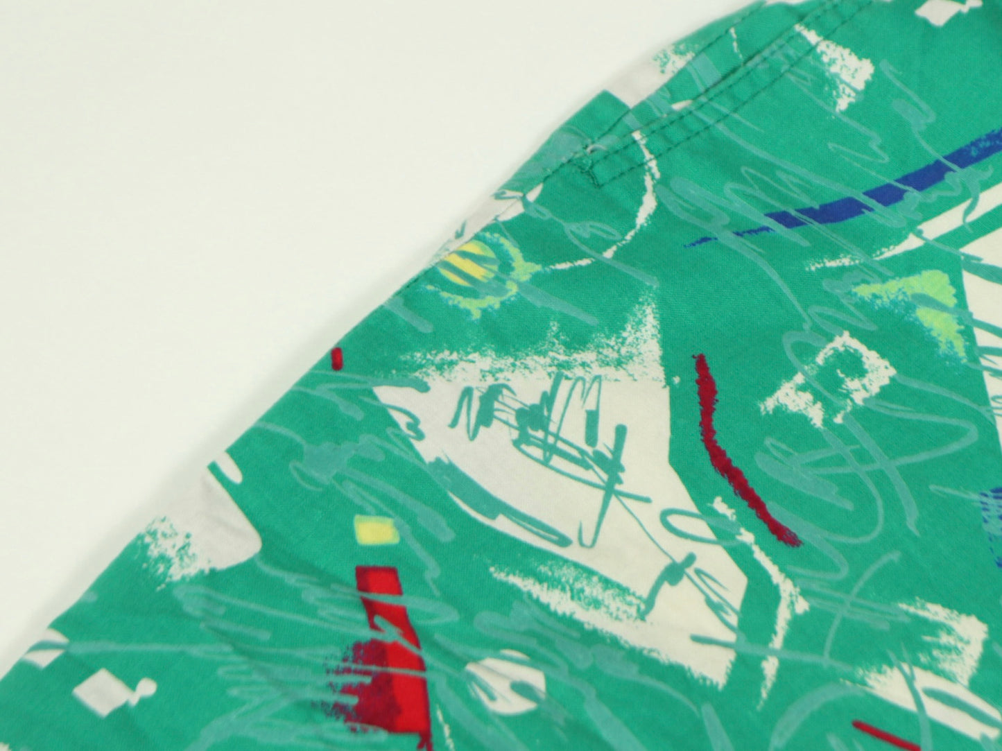 Green Abstract Long Shorts, Ocean Pacific, 1990s Vintage