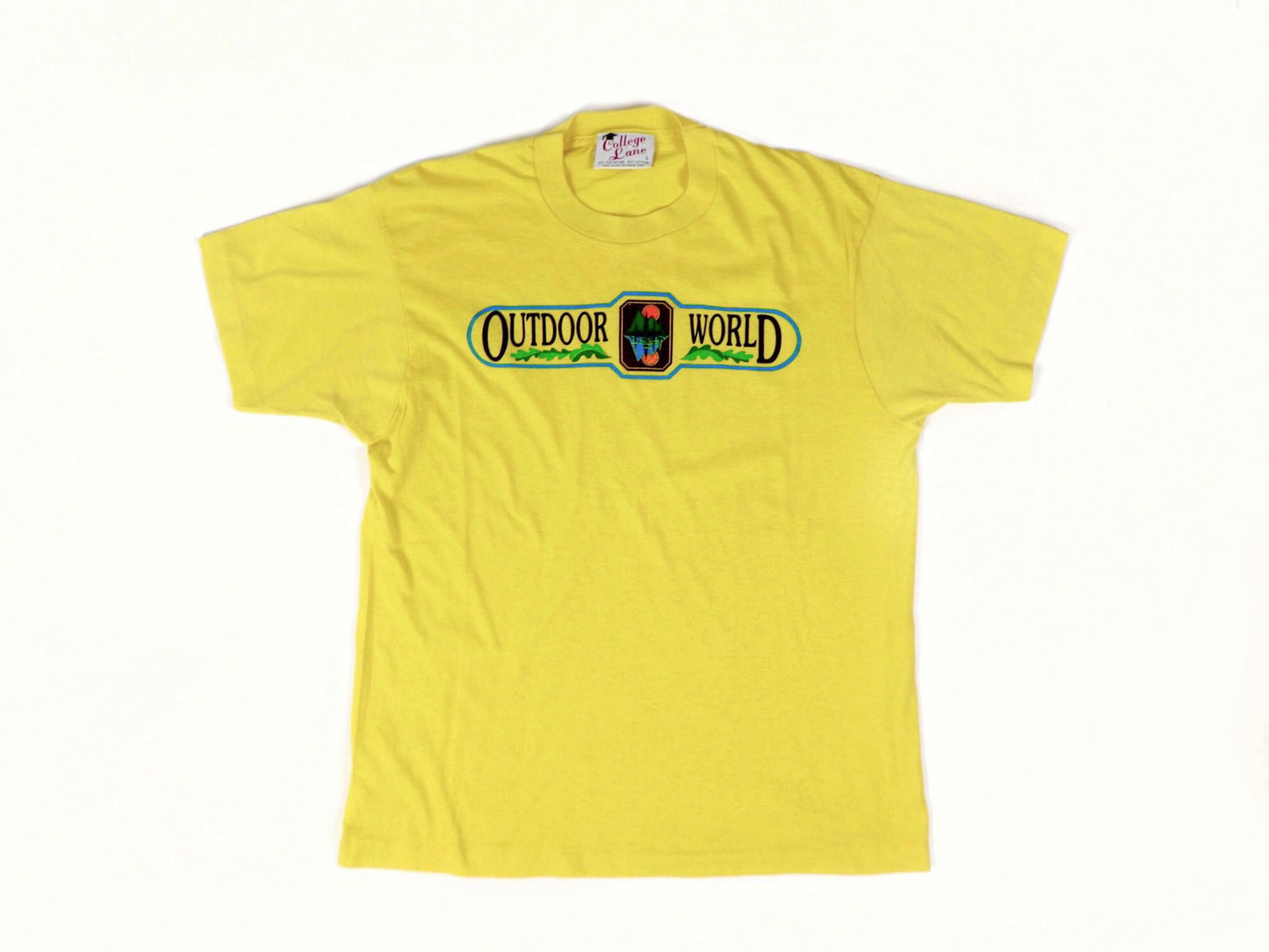 Yellow Outdoor World T-shirt, 1980s Vintage