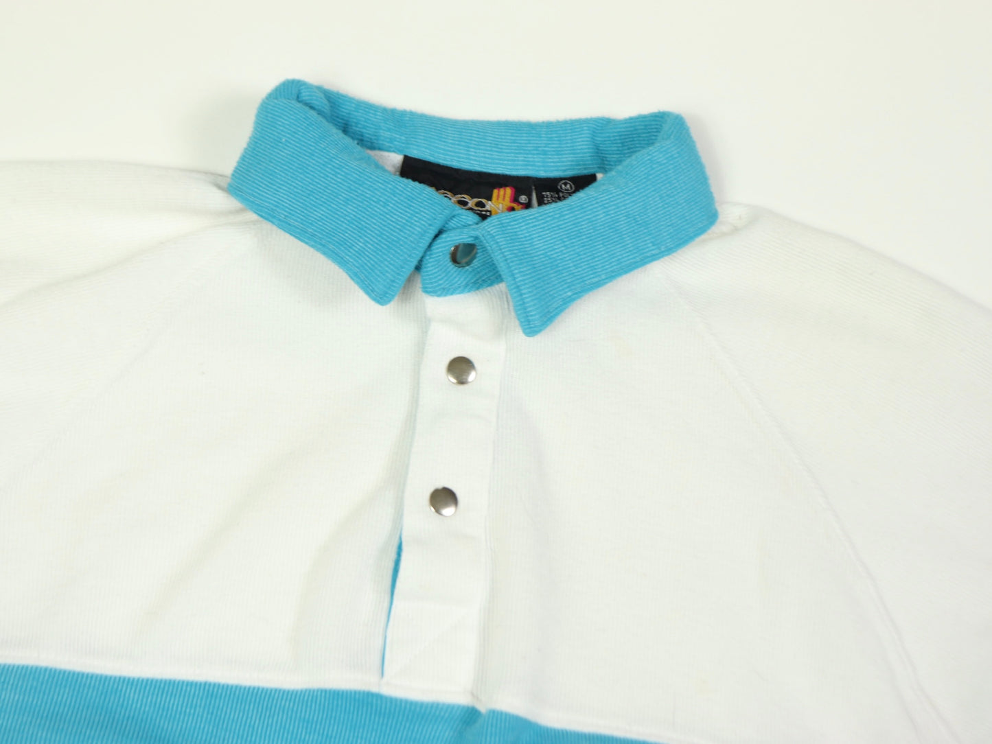 Blue And White Long Sleeve Polo Shirt, 1980s Vintage