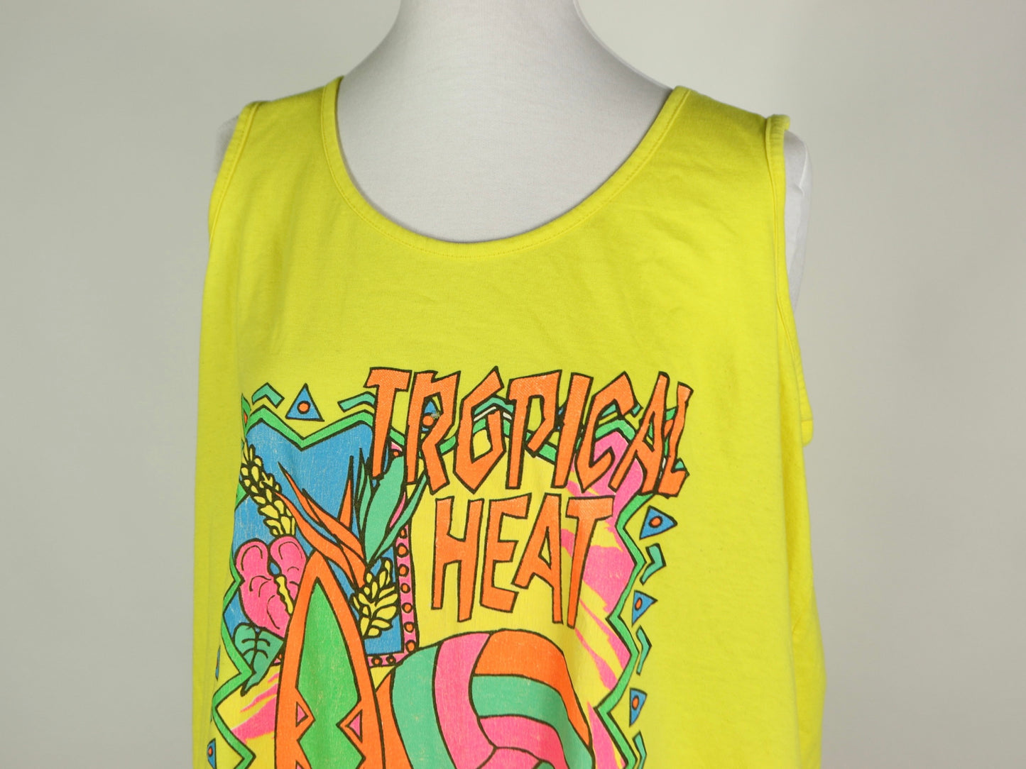 Yellow Tropical Heat Tank Top, 1980s Vintage