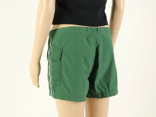 Abercrombie and Fitch Green and White Swim Trunks, 1990s Vintage