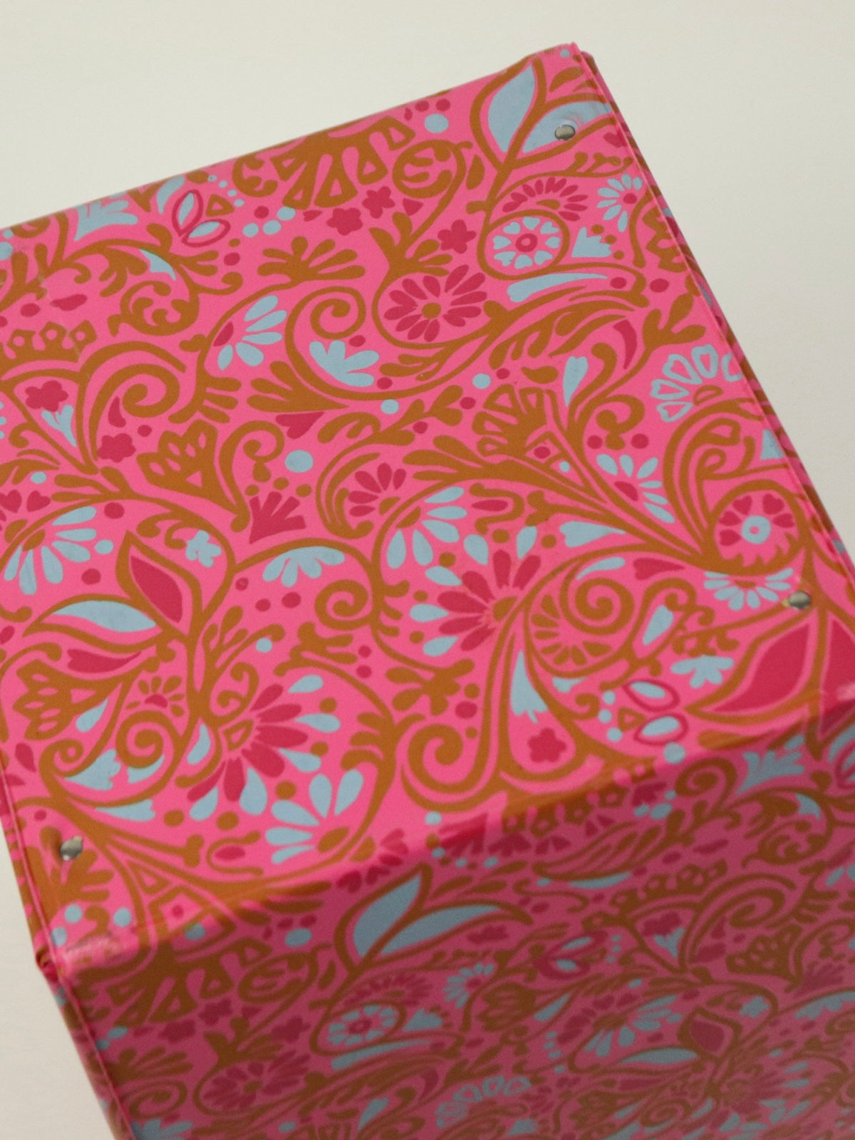 Mod Pink & Blue Floral Wig Storage Box Vinyl Carry Case, 1960s Vintage