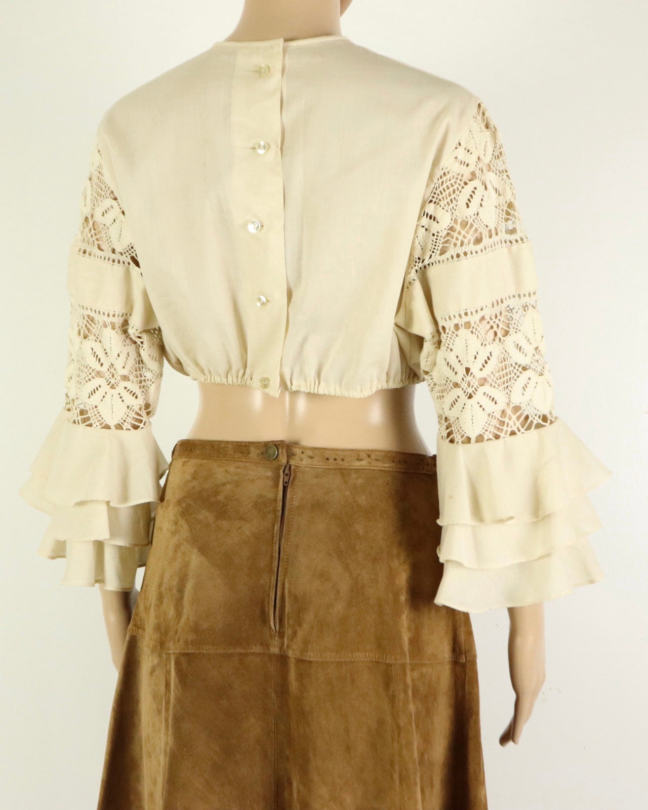 Dirndl Blouse, Kruger Dirndl, Lace Dirndl Blouse with Puff Sleeves, Bavarian Womens Blouse, 1970s Vintage
