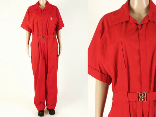 Red jumpsuit, Montgomery Ward, 1970s vintage