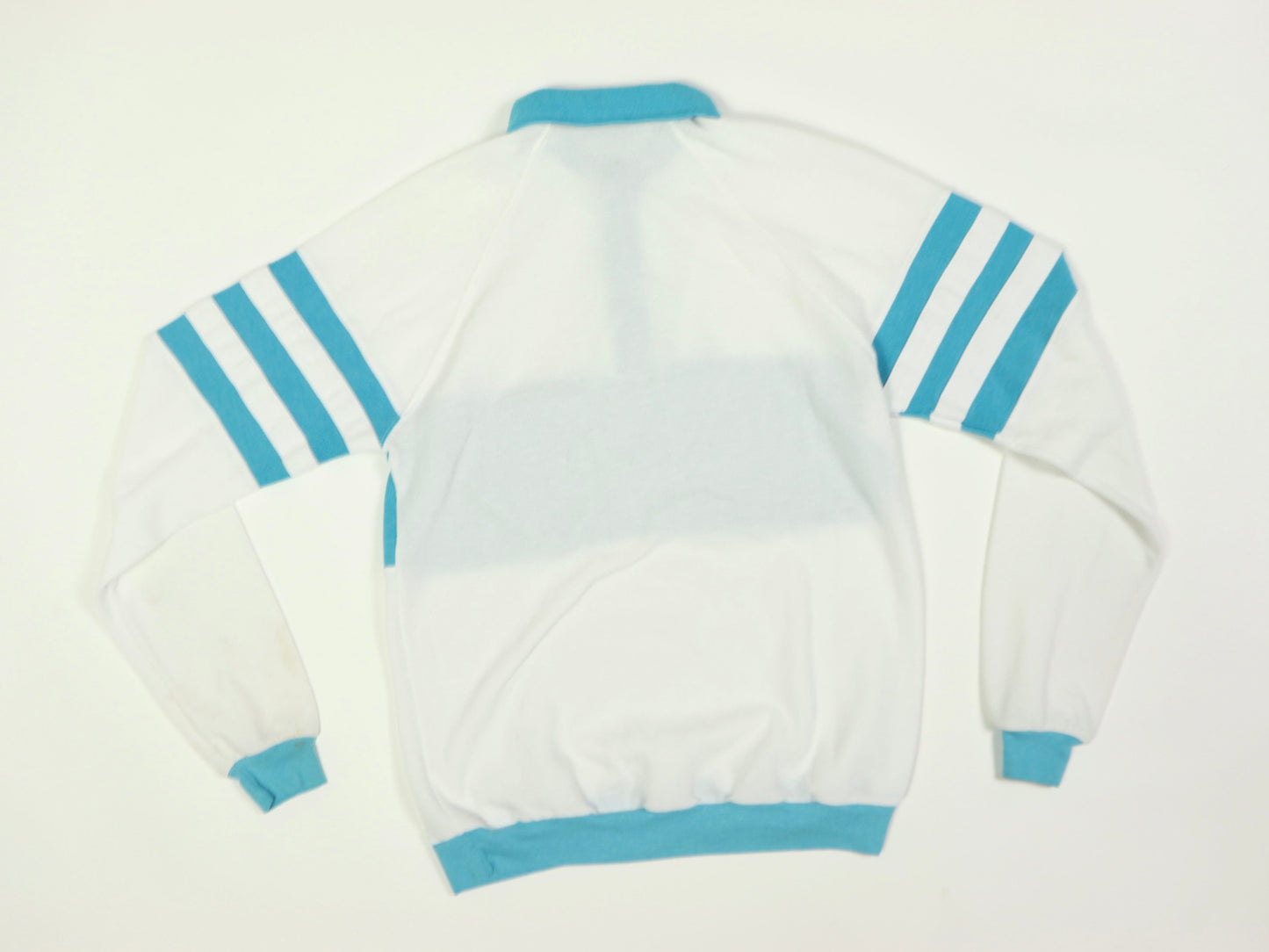 Blue And White Long Sleeve Polo Shirt, 1980s Vintage