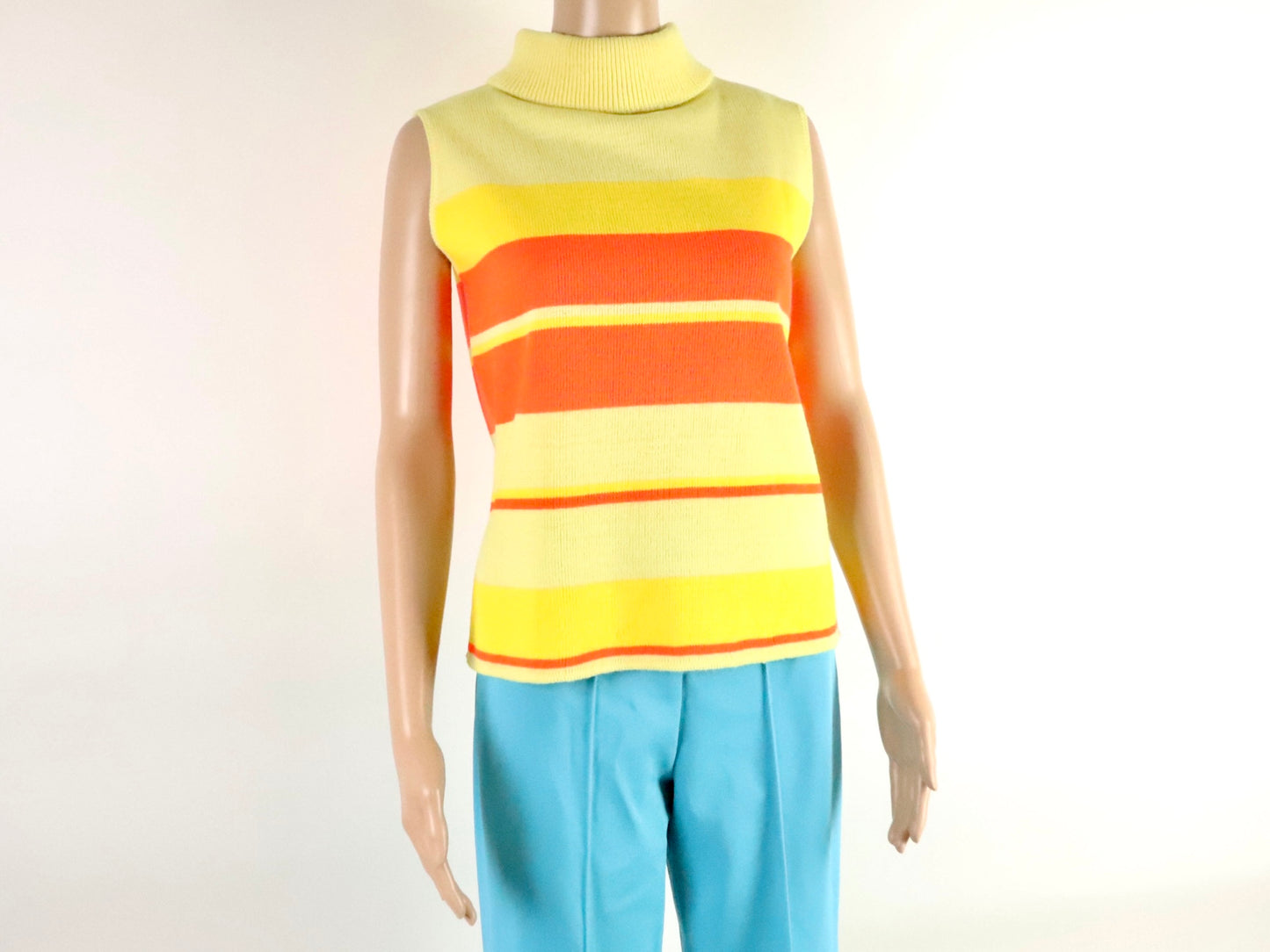 Yellow Striped Turtleneck Top, 1970s Vintage