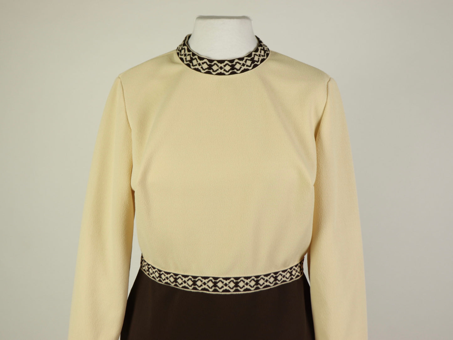 Brown Moc-Neck Dress, 1970s Vintage