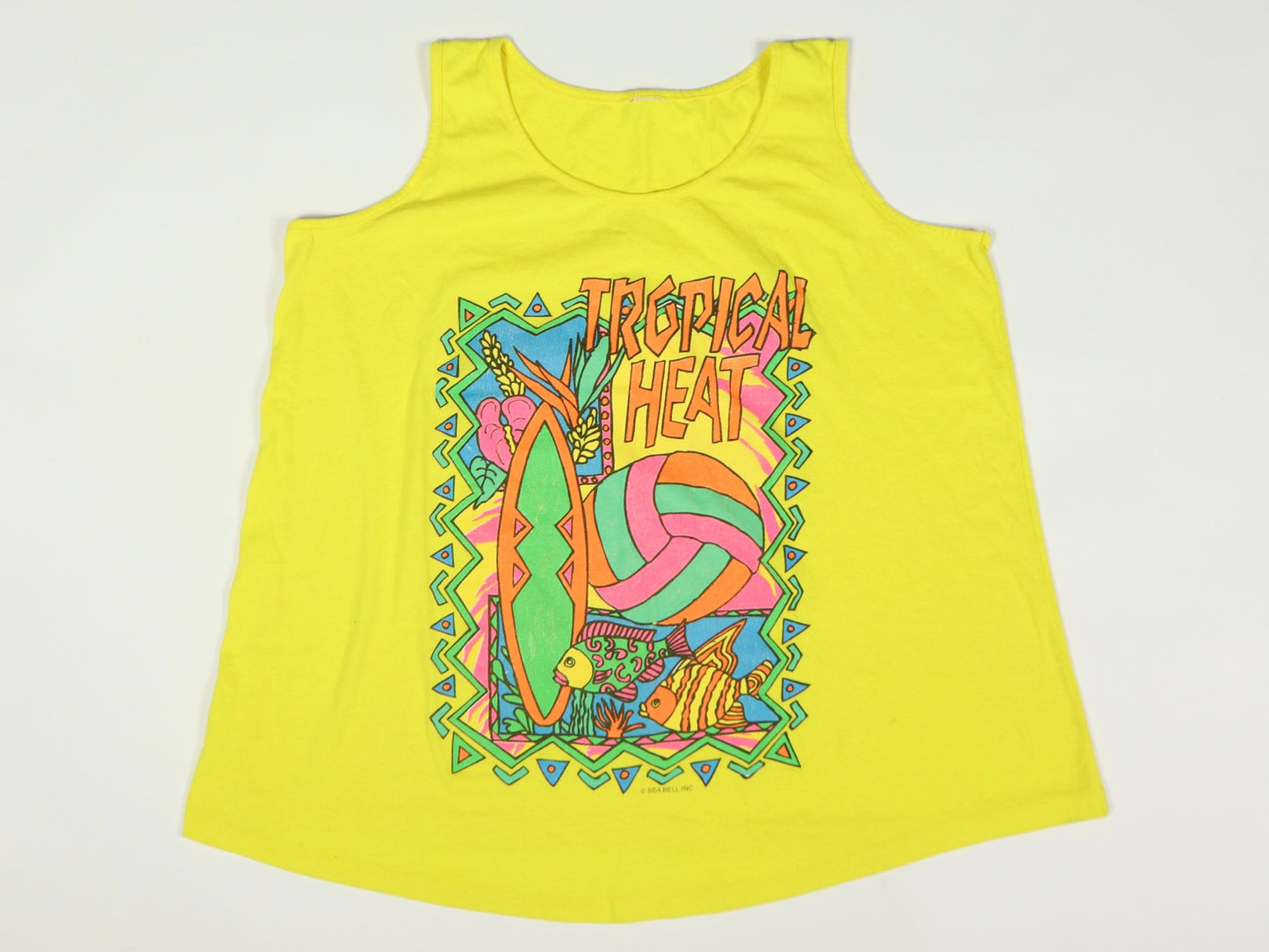 Yellow Tropical Heat Tank Top, 1980s Vintage