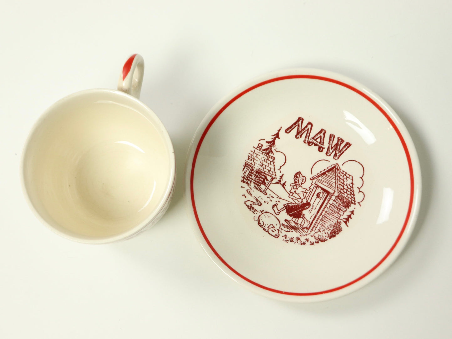 Ceramic Hillbilly Plate and Mug Set, 1950s Vintage