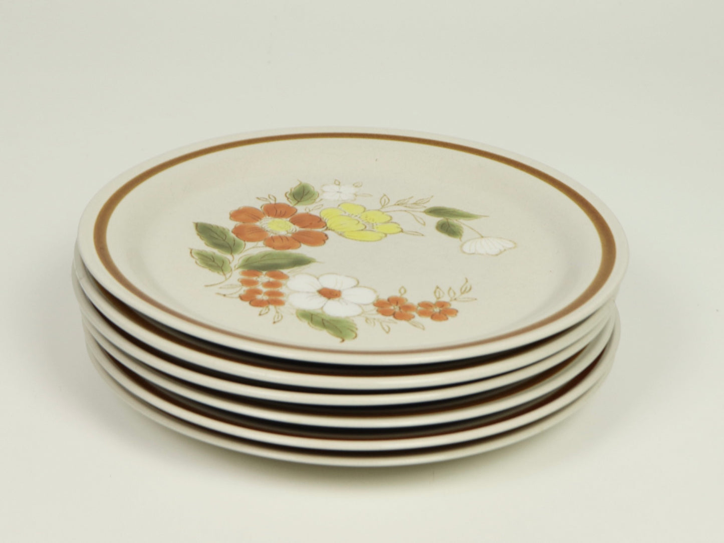 Mountain Wood Collection, Stoneware Dinner Plates, Microwave and Dishwasher Safe, 1970's Vintage