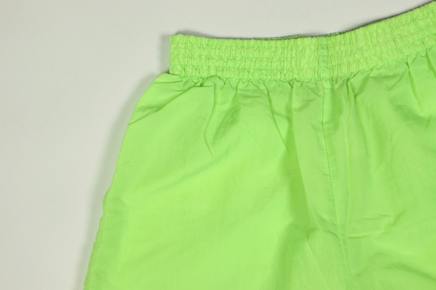 Neon Green Nylon Shorts, Pacific Connections, 1980s Vintage