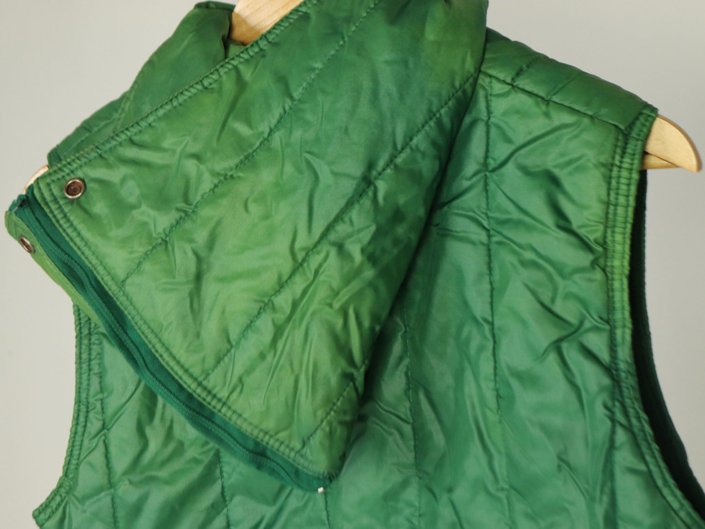 Green Hooded Puffer Vest, 1970s Vintage