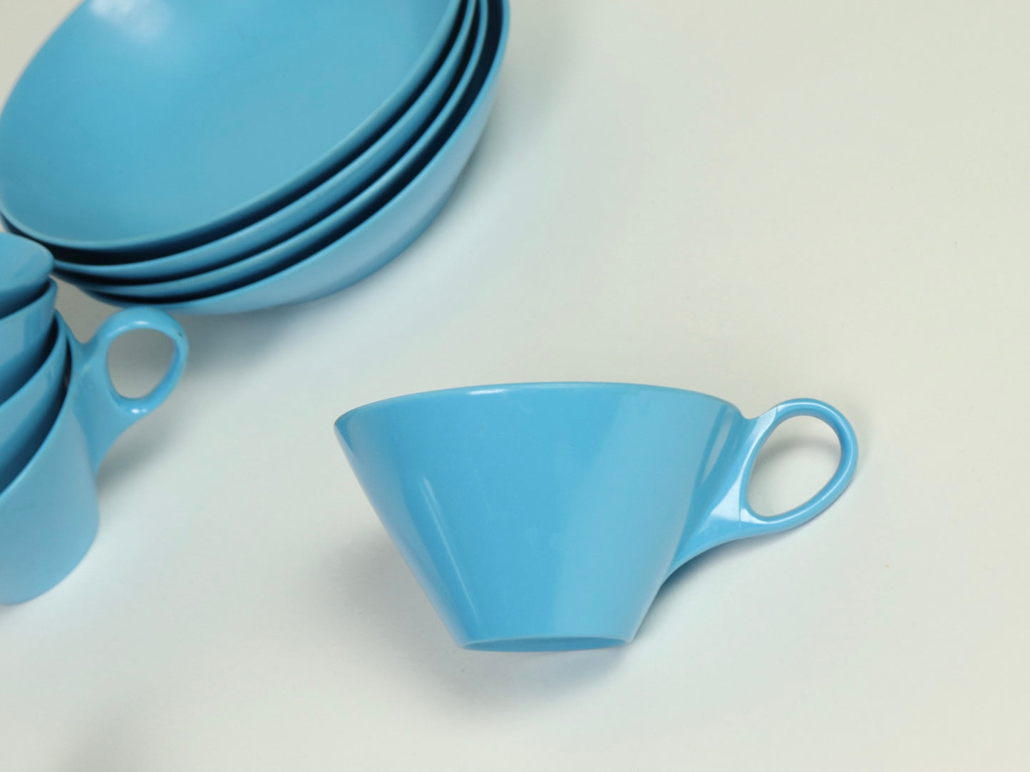 Blue Space Age Melamine Bowl And Mug Set, 1970s Vintage