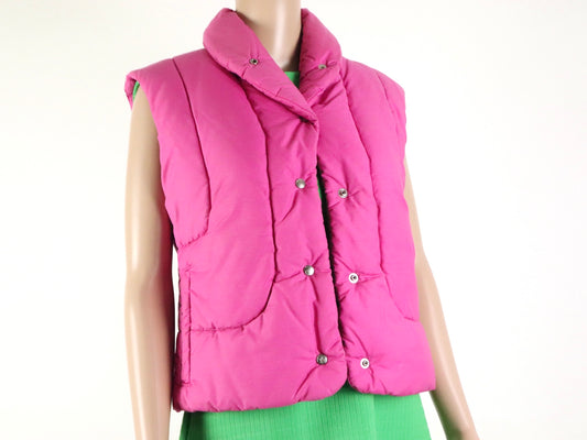 Pink Puffer Vest, 1970s Vintage