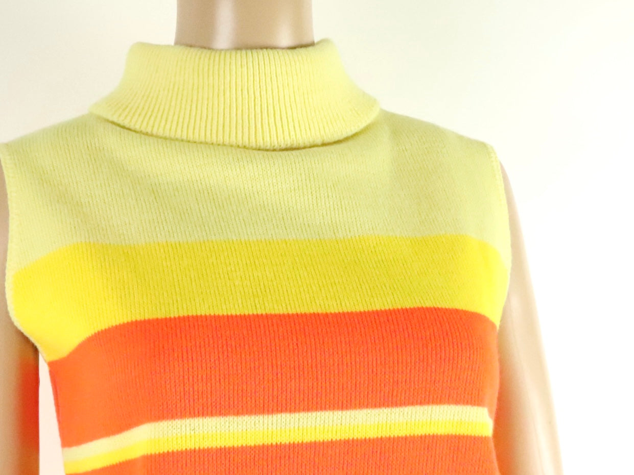 Yellow Striped Turtleneck Top, 1970s Vintage