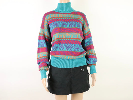 Retro Striped Turtleneck Sweater, Lizsport, 1980s Vintage