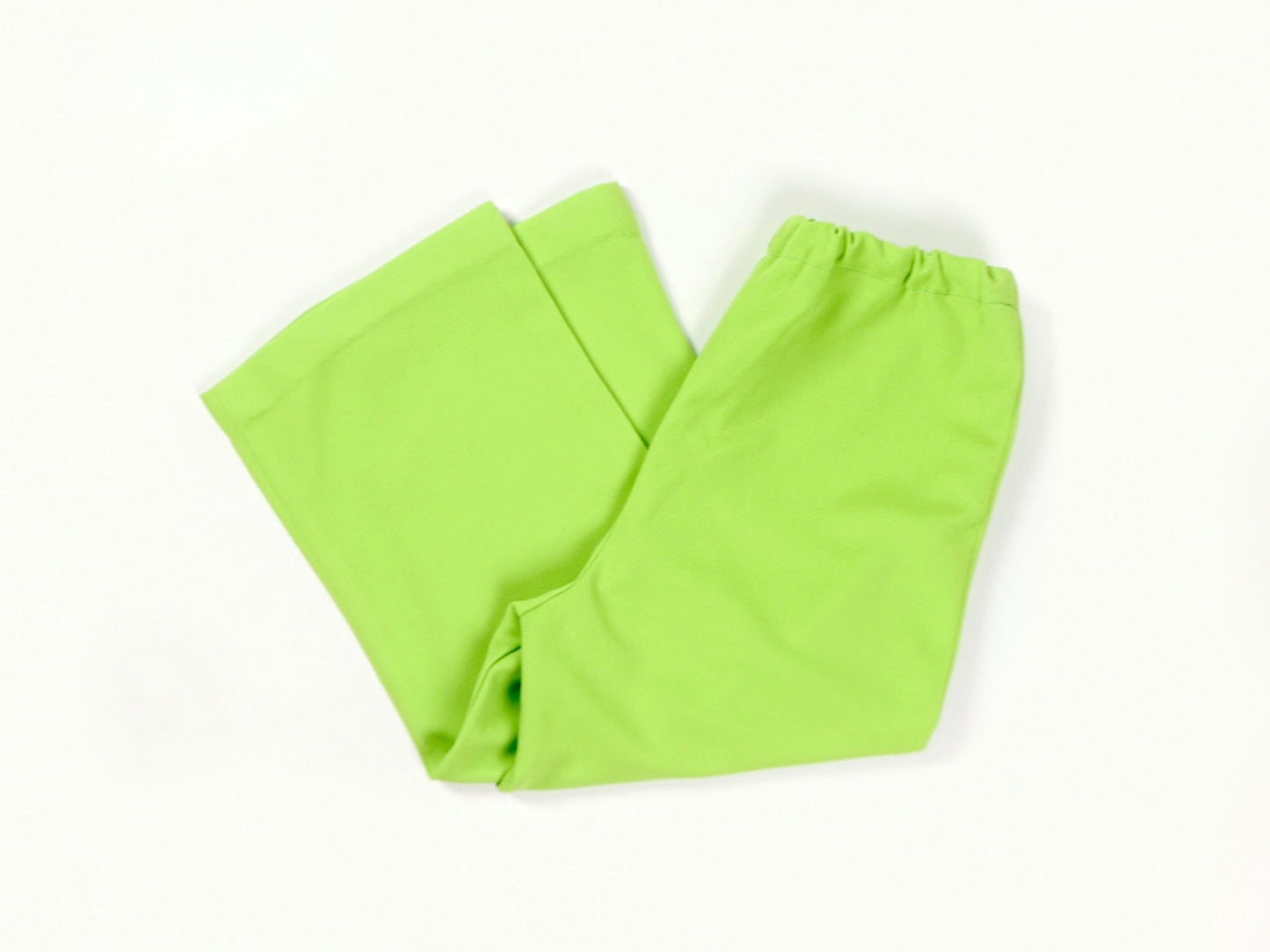 Lime Green Capri Flare Pants, 1970s Vintage