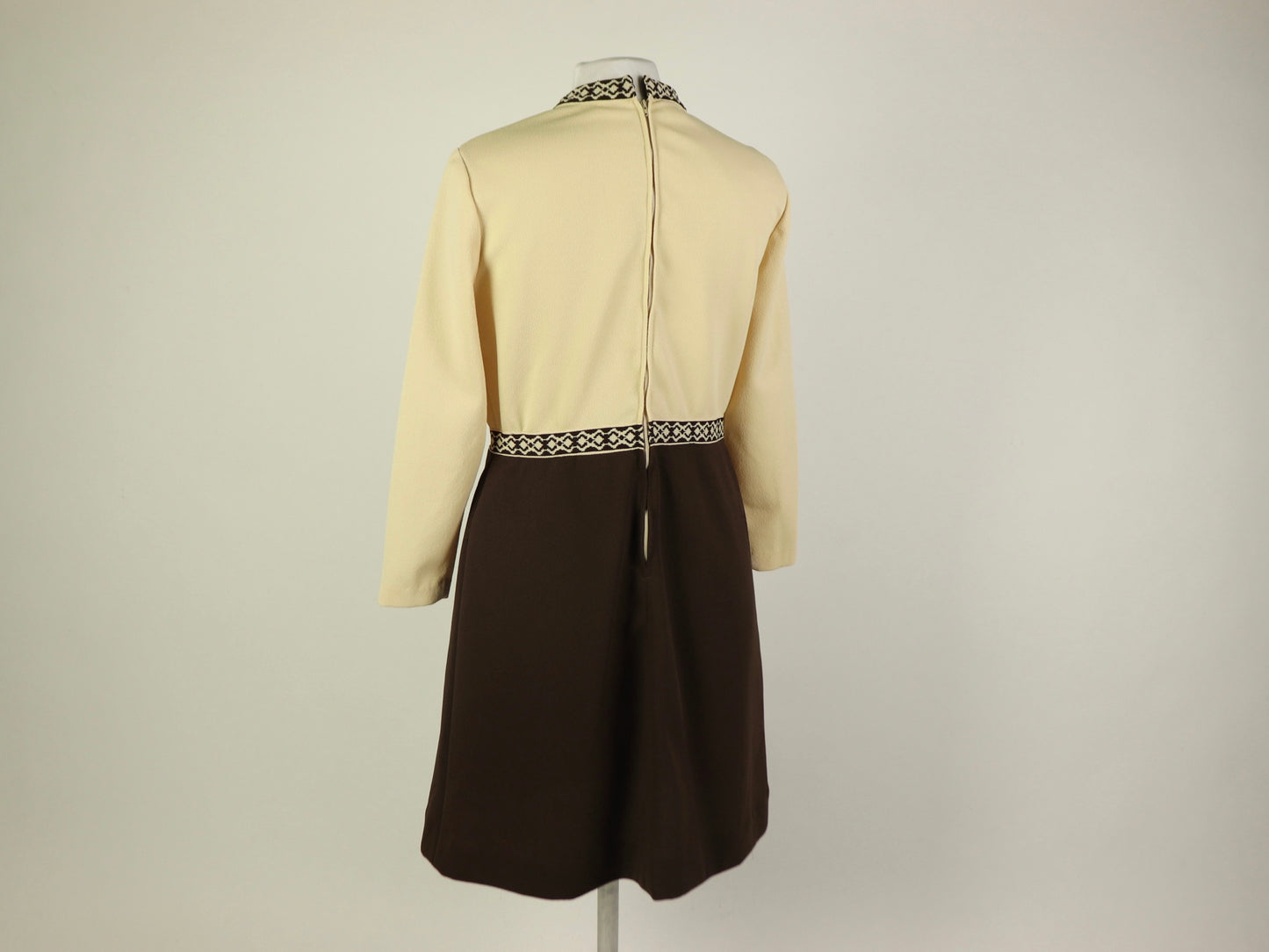 Brown Moc-Neck Dress, 1970s Vintage