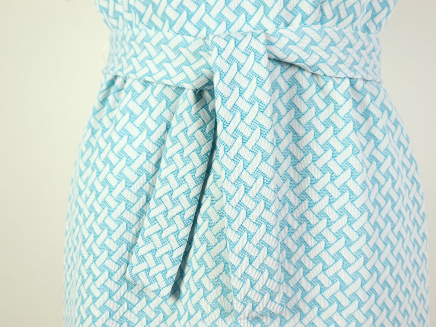 Blue Geometric Short Sleeve Dress, 1970s Vintage