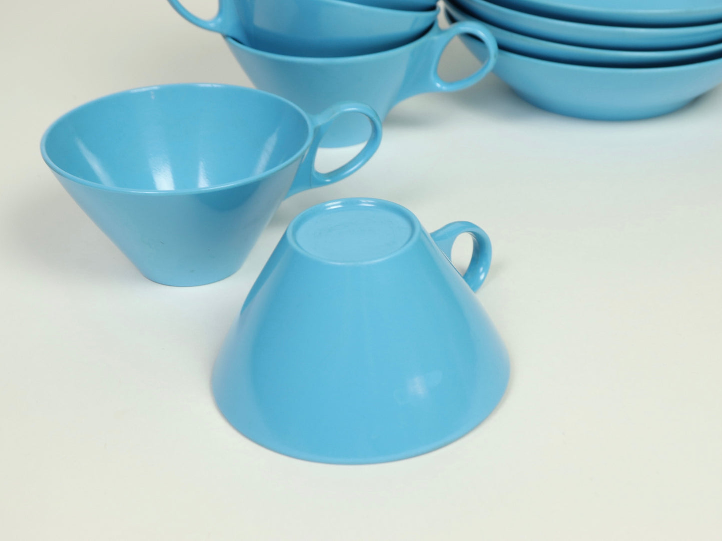 Blue Space Age Melamine Bowl And Mug Set, 1970s Vintage