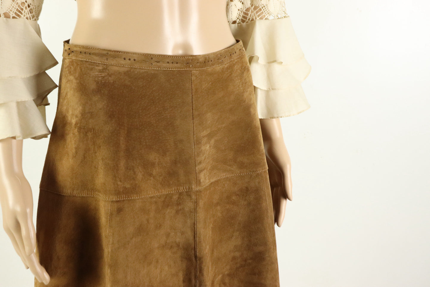 Brown Suede Midi skirt, 1990s Vintage