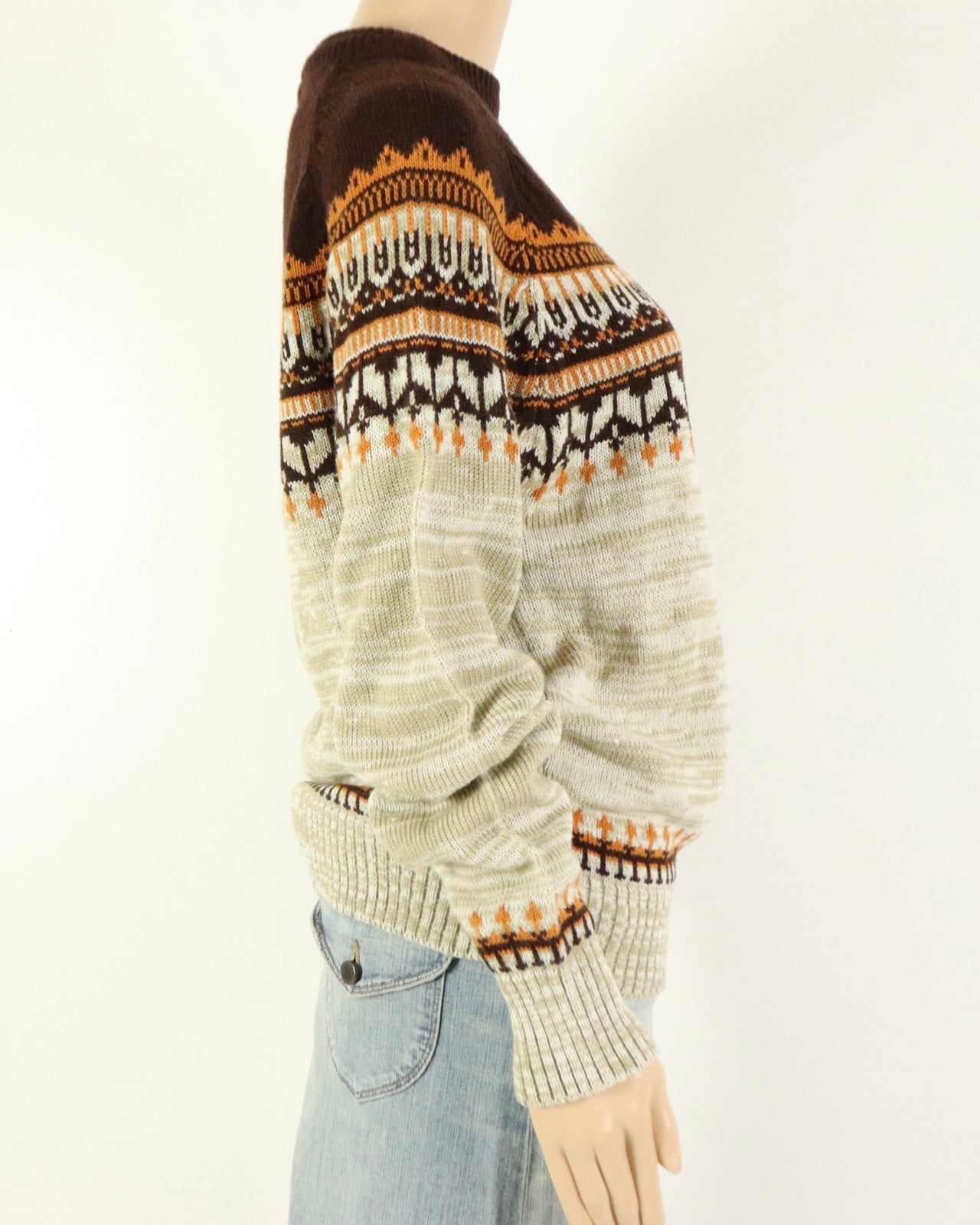 Brown Knit Sweater, 1970s Vintage