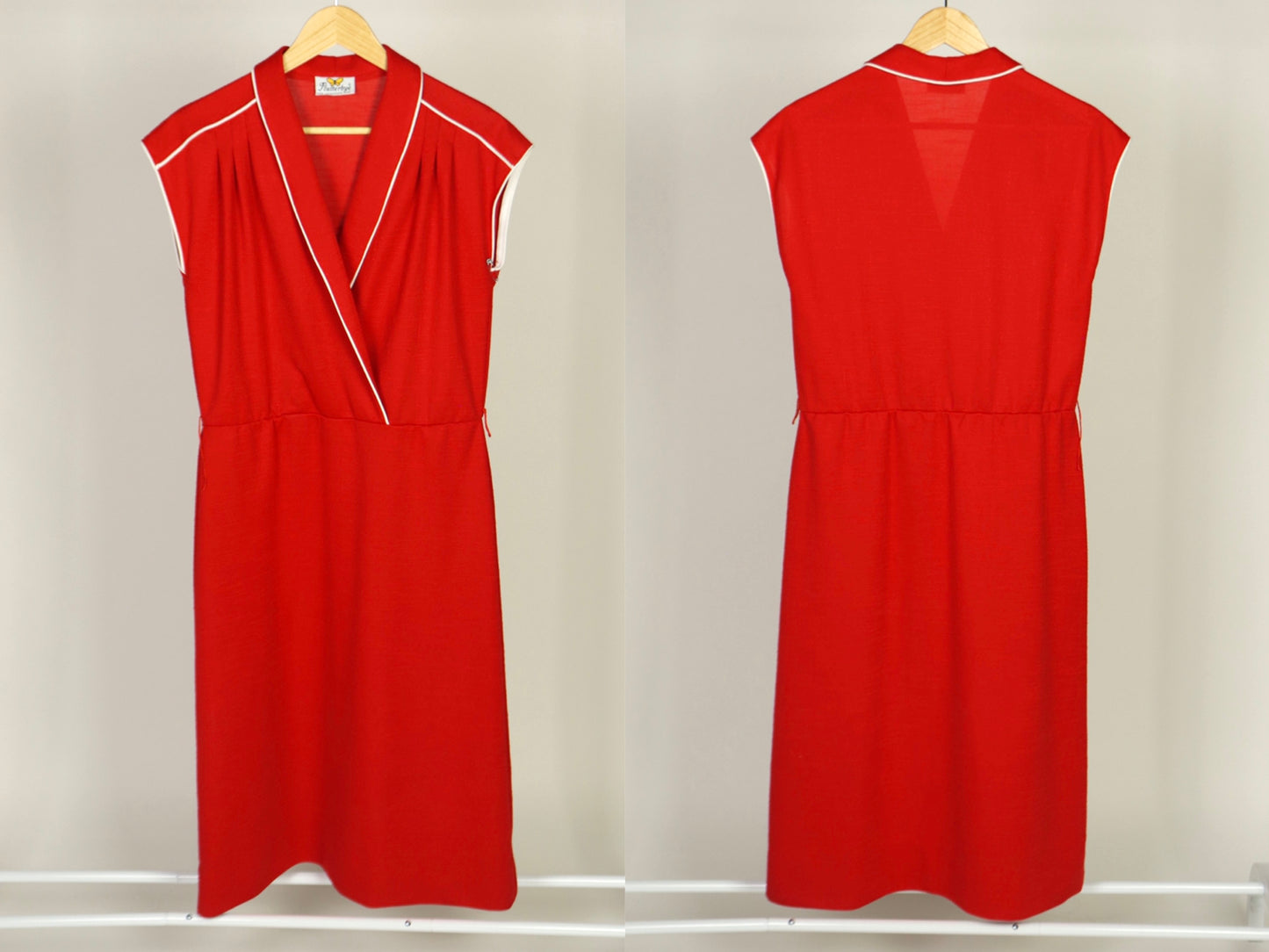 Red Sleeveless Midi Dress, Flutterbye, 1960s Vintage