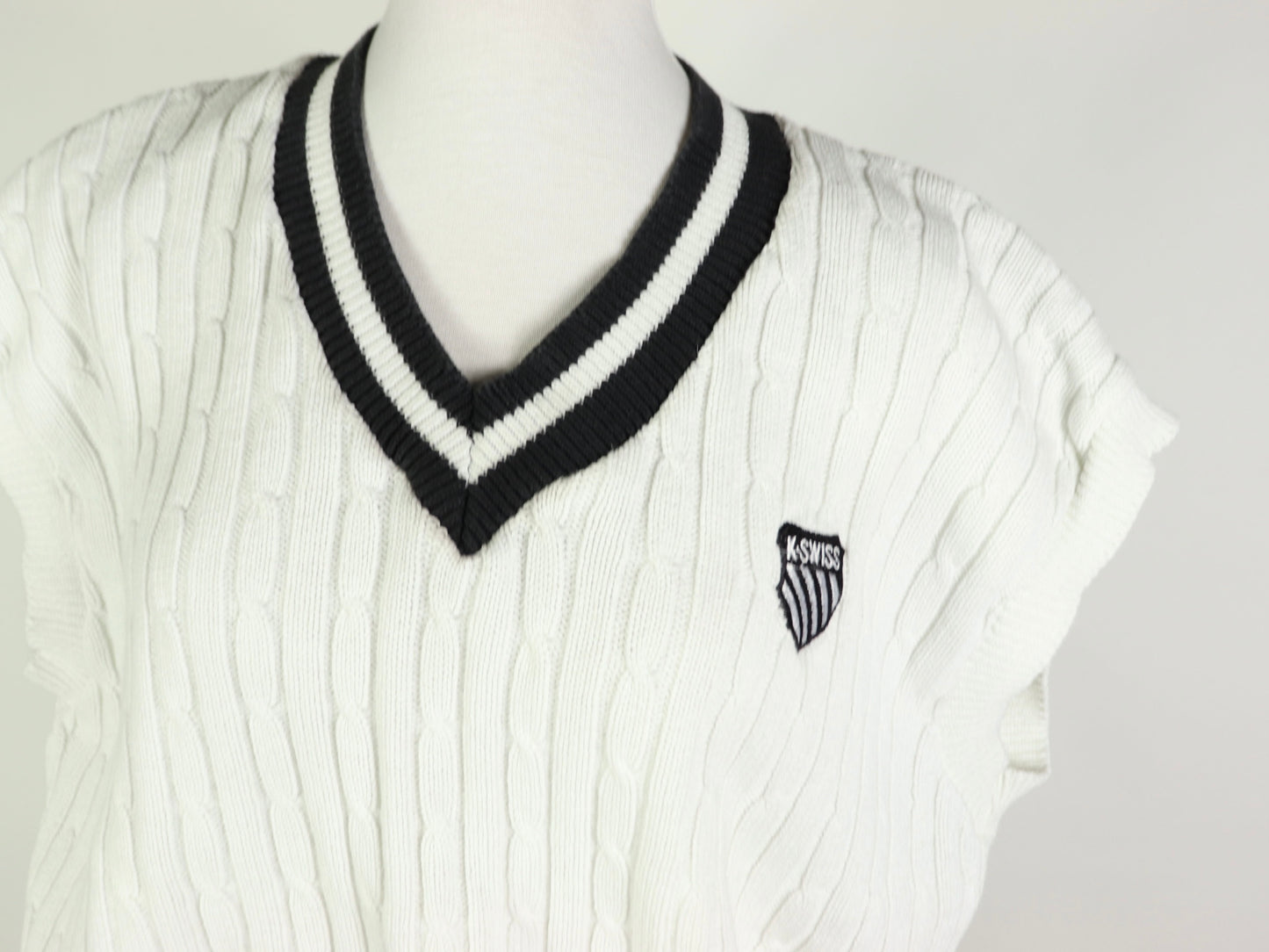 White And Navy Sweater Vest Top, Kswiss, 1970s Vintage