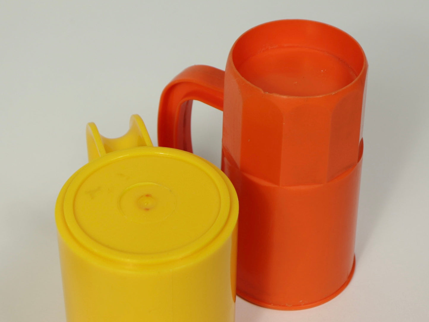 Yellow And Orange Retro Plastic Cup Set, 1970s Vintage