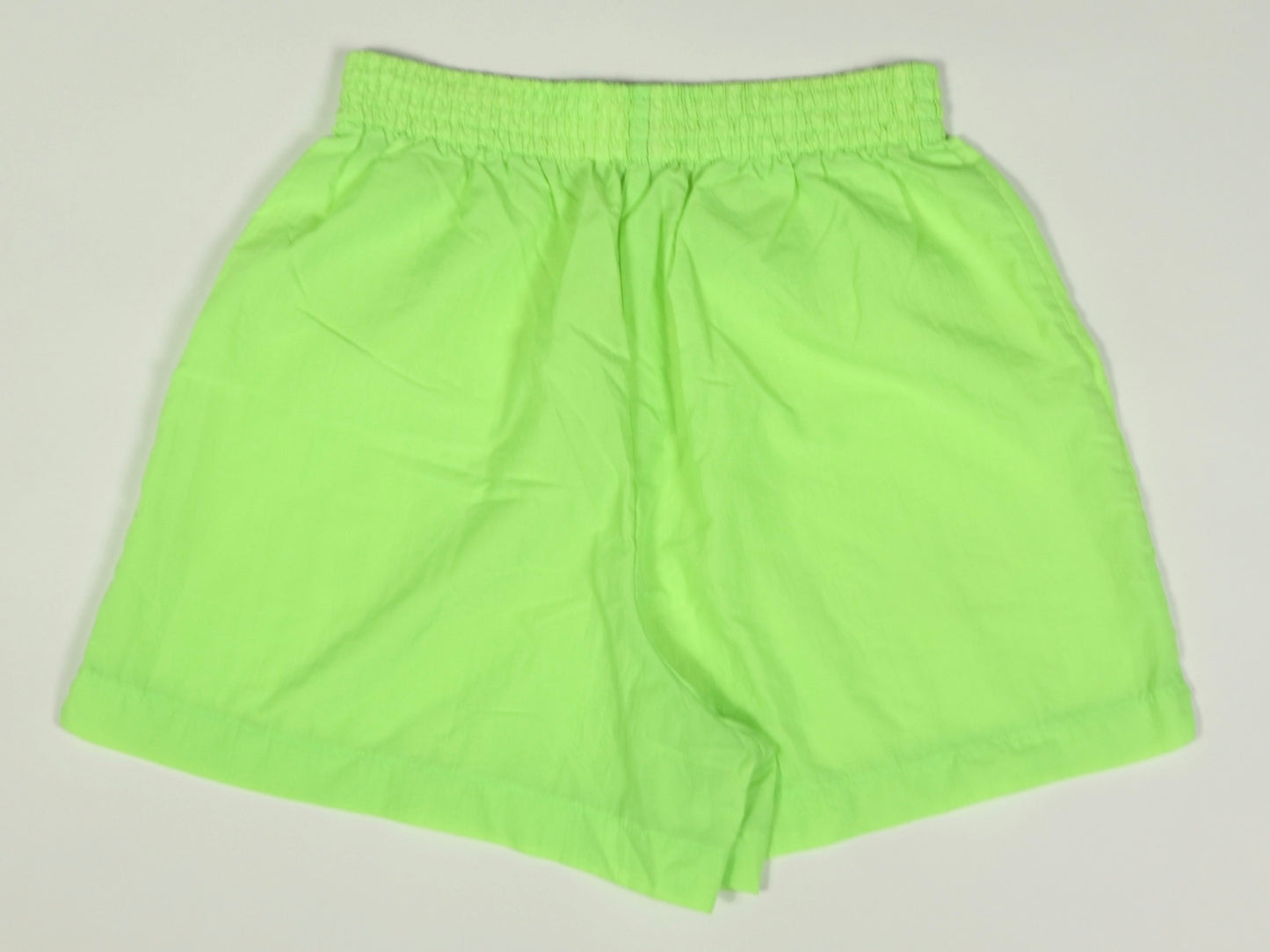 Neon Green Nylon Shorts, Pacific Connections, 1980s Vintage