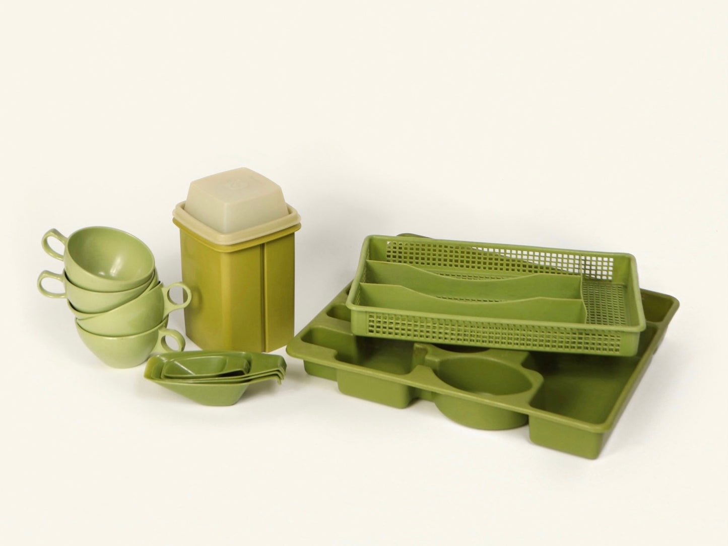 Avocado Green Retro Kitchen Set, 1970s Vintage