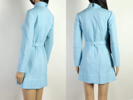Baby Blue Long Sleeve Mini Dress, 1970s Vintage