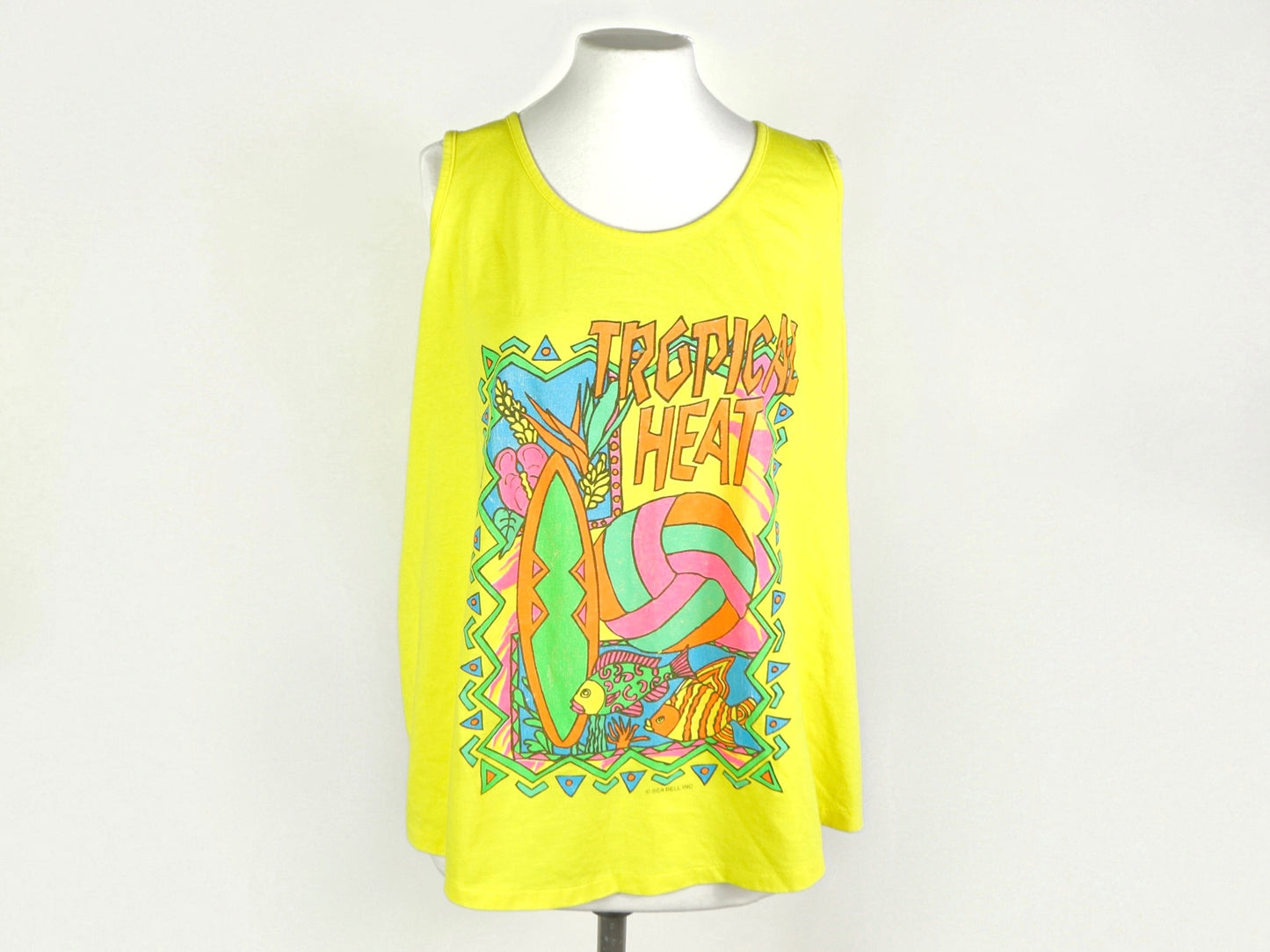 Yellow Tropical Heat Tank Top, 1980s Vintage