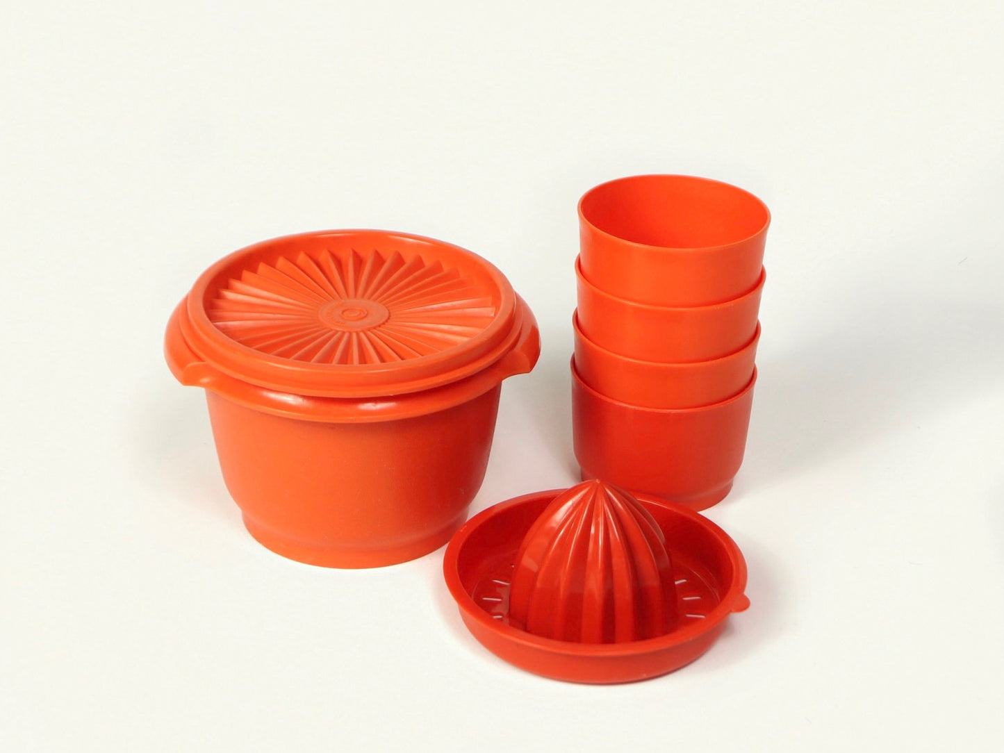 Orange Tupperware Set, 1970s Vintage