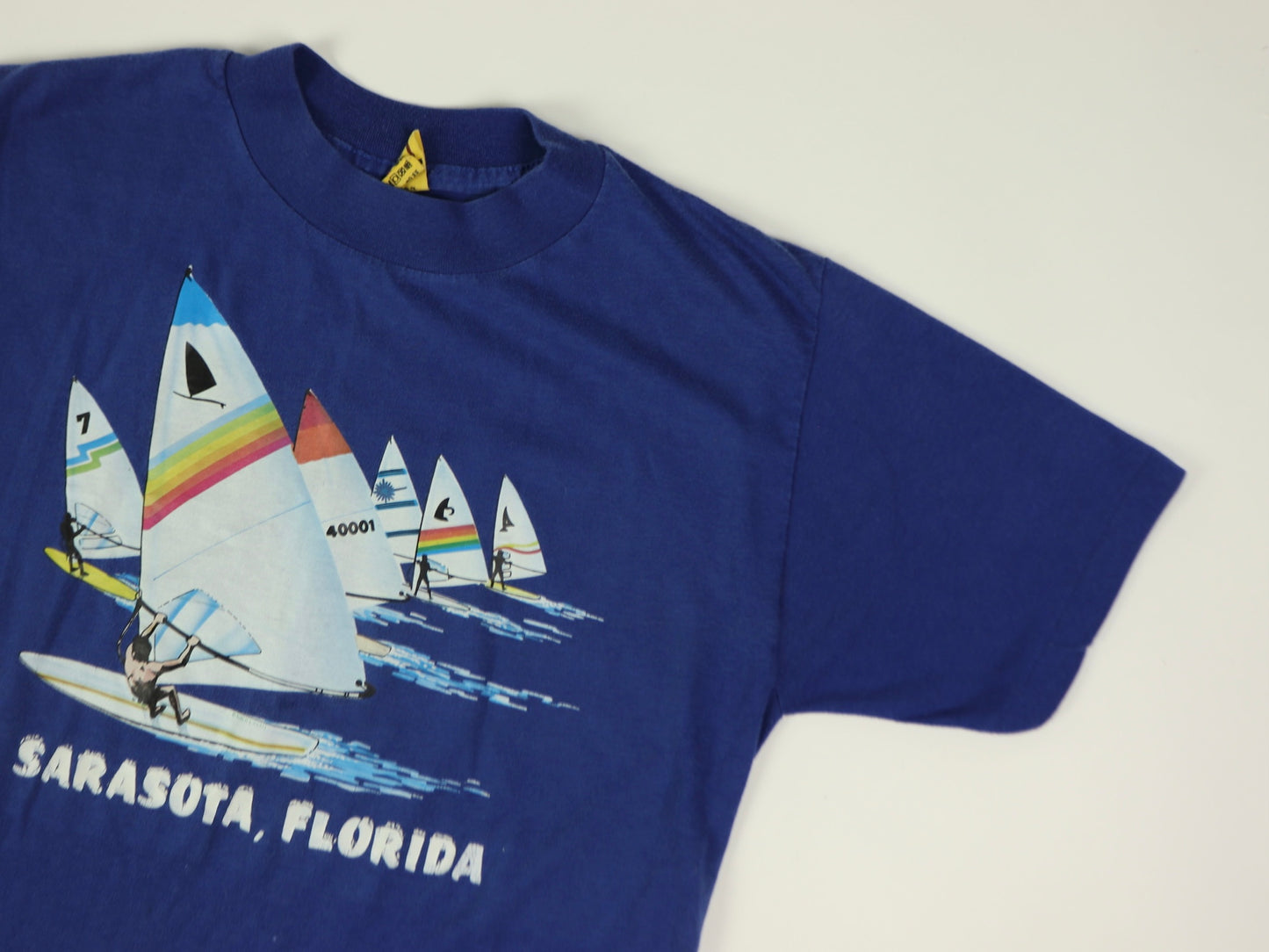 Blue Sarasota Florida Surf T-shirt, 1980s Vintage