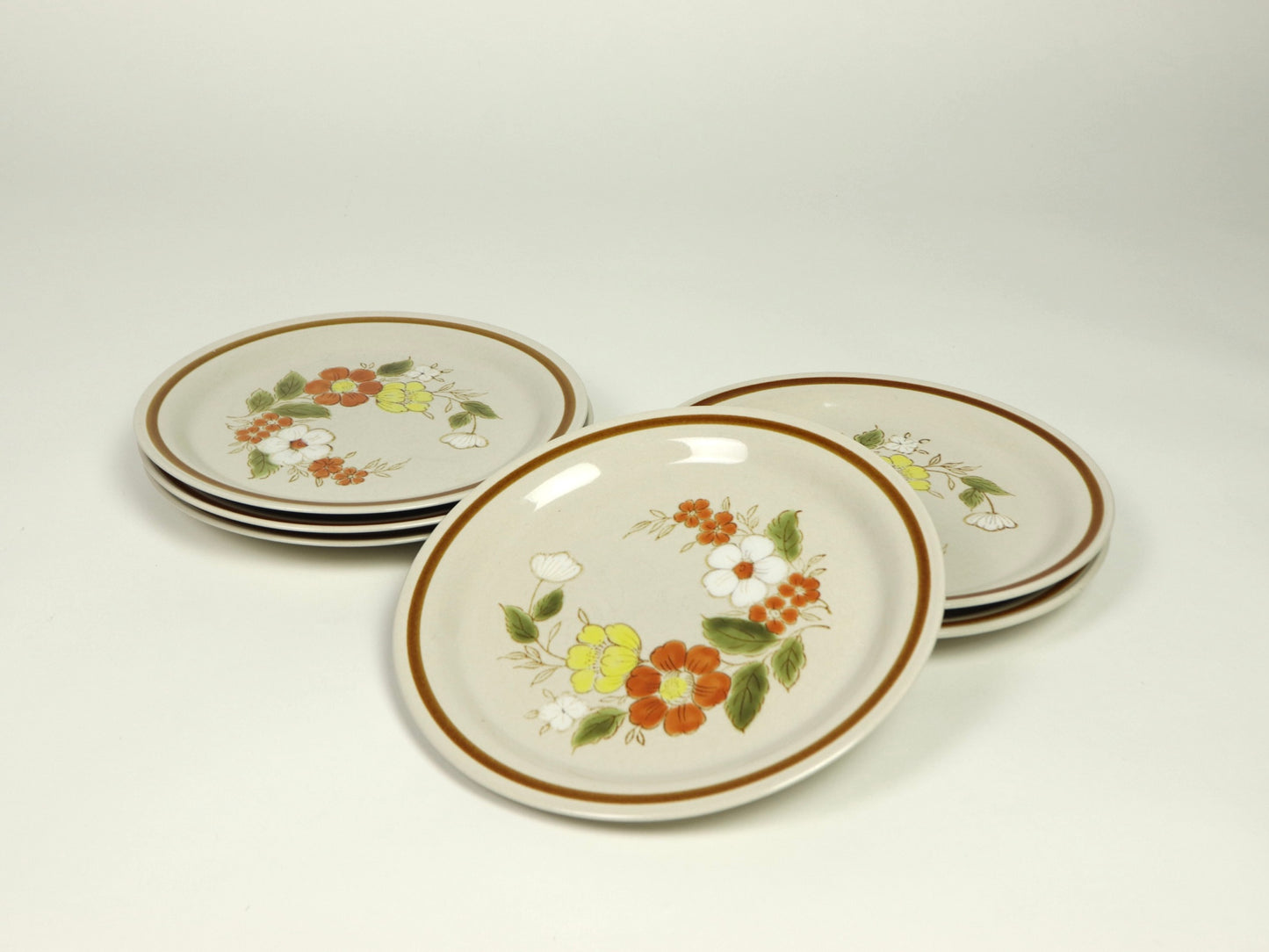 Mountain Wood Collection, Stoneware Dinner Plates, Microwave and Dishwasher Safe, 1970's Vintage