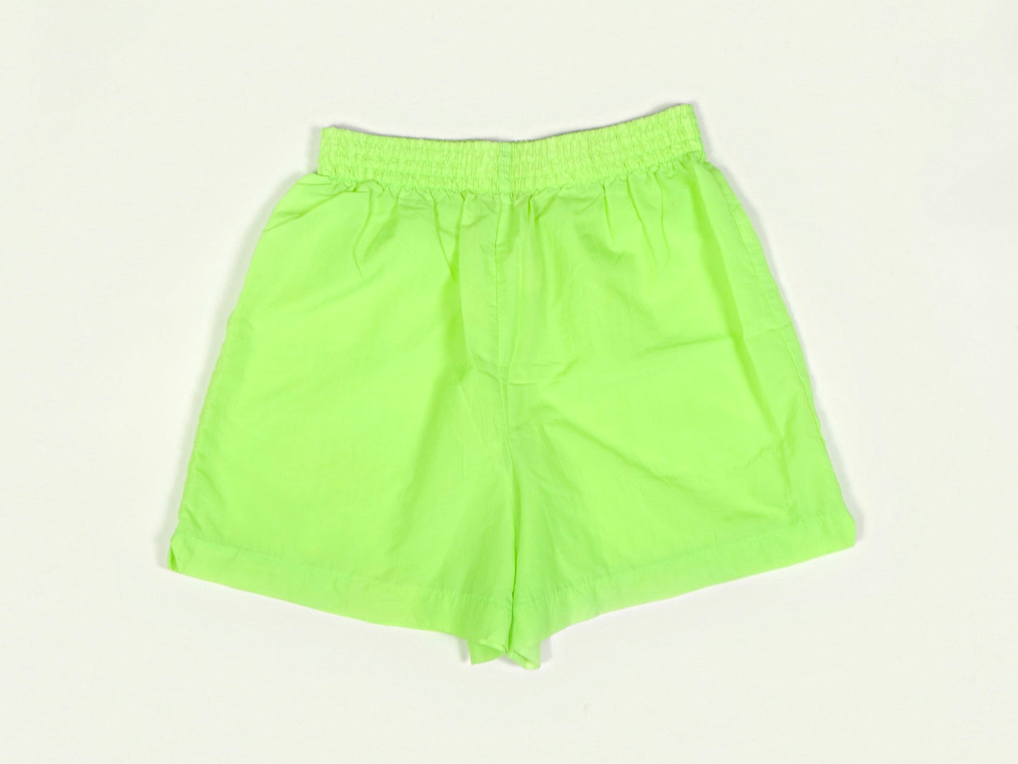 Neon Green Nylon Shorts, Pacific Connections, 1980s Vintage