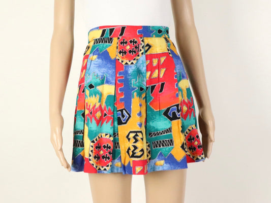 Abstract Pleated Tennis Skirt, Marcia, 1980s Vintage