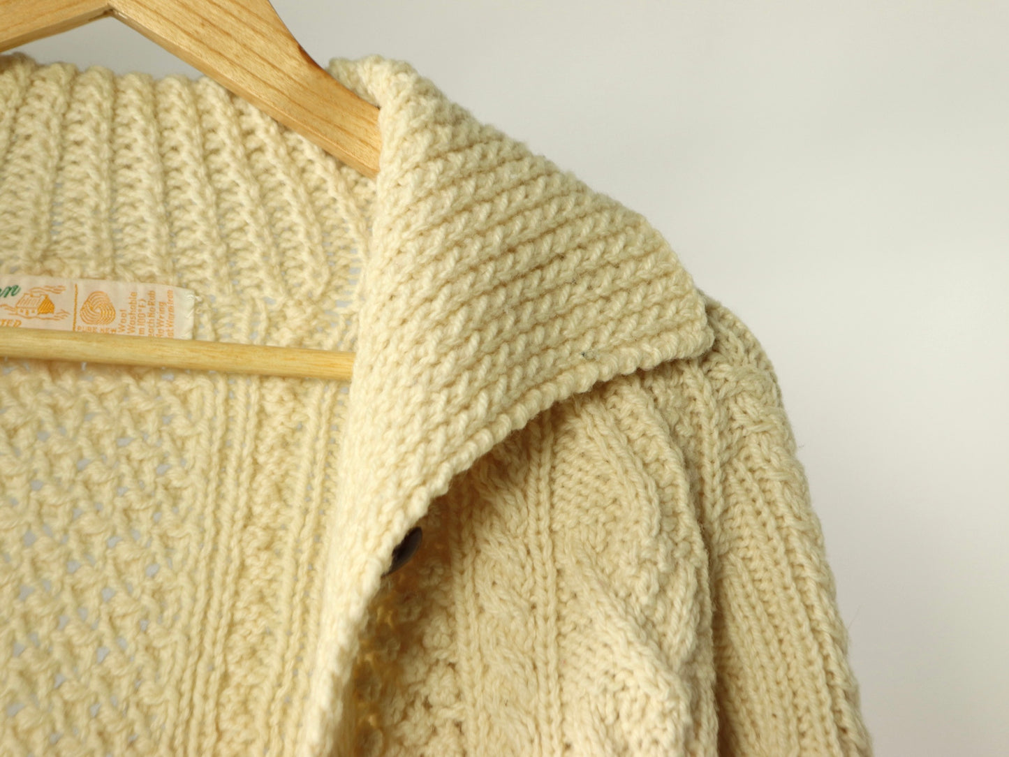 Cream Hand Knitted Wool Sweater, Glenairn, 1950s Vintage