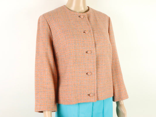 Orange Plaid Cropped Jacket, Pendleton, 1960s vintage