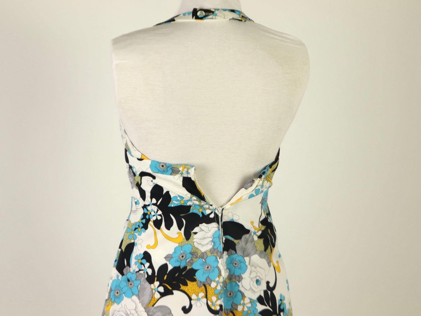 Abstract Floral Halter Maxi dress, 1970s vintage