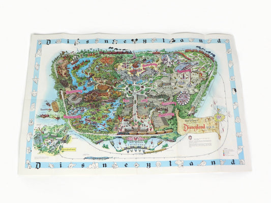 Vintage 1962 Disneyland Wall Map/Poster in 45X30 Original Disney Walt Disney