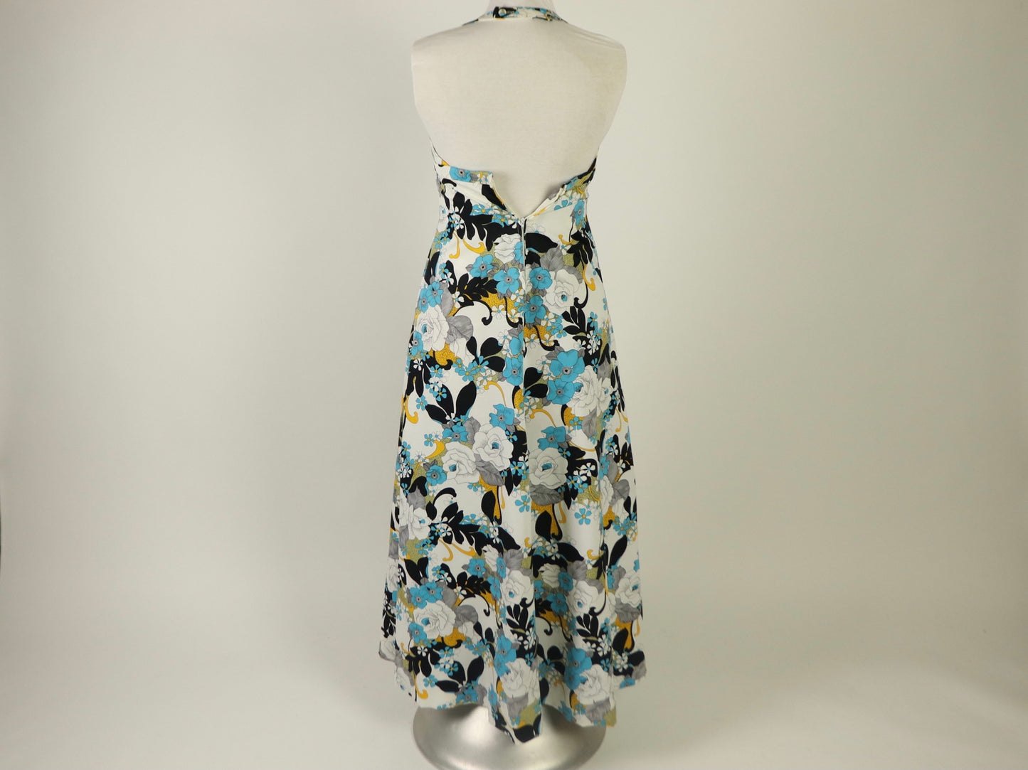 Abstract Floral Halter Maxi dress, 1970s vintage