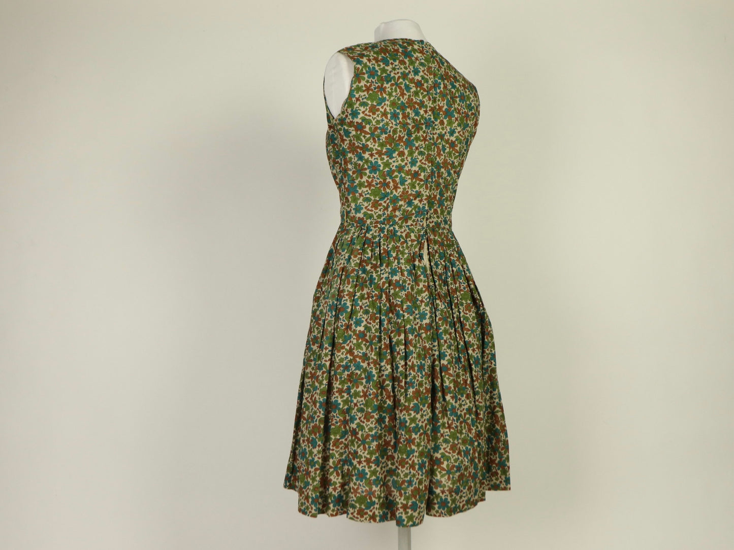 Green Floral Dress, 1960s Vintage