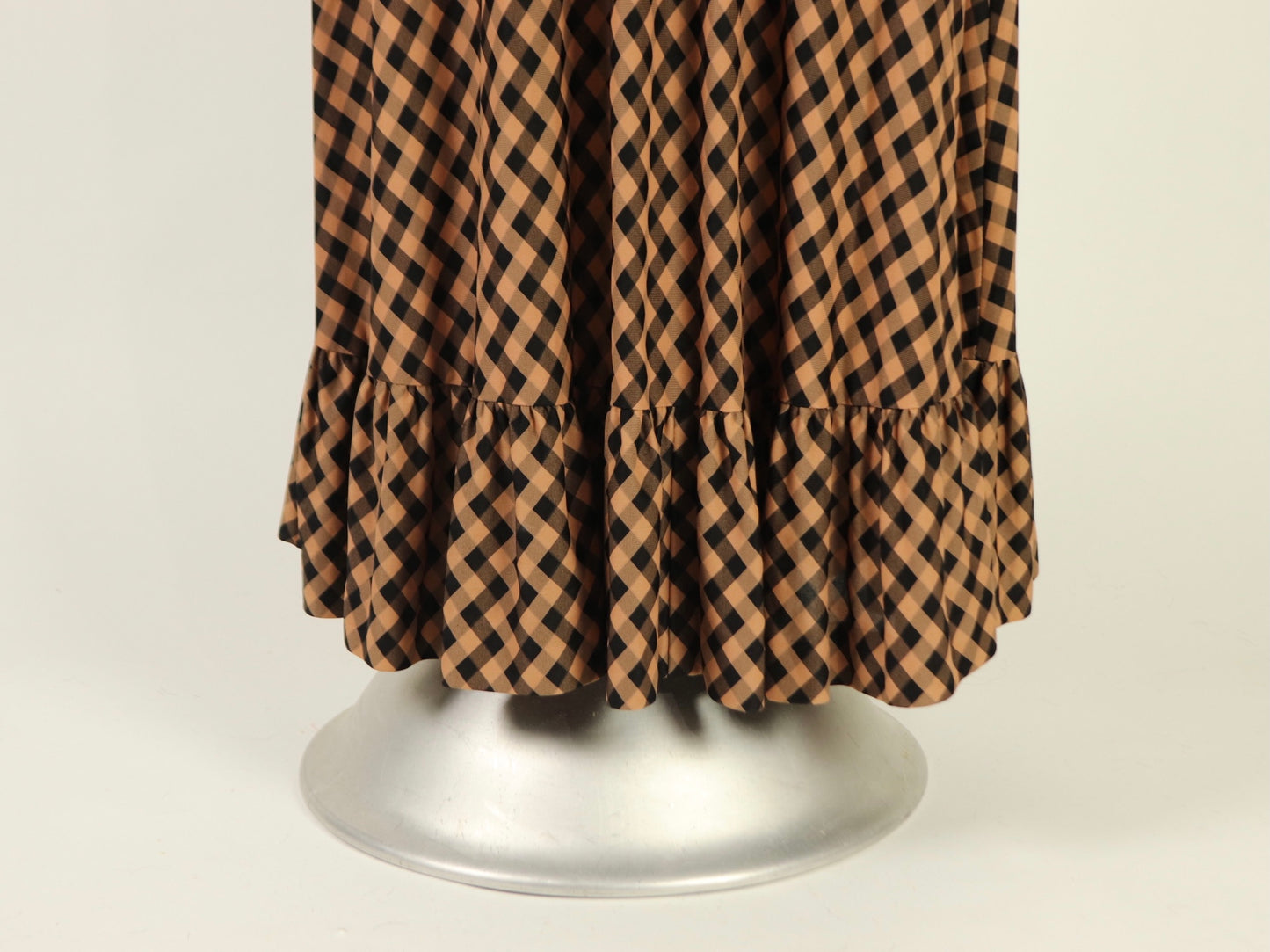 Brown Plaid Maxi dress, 1970s vintage