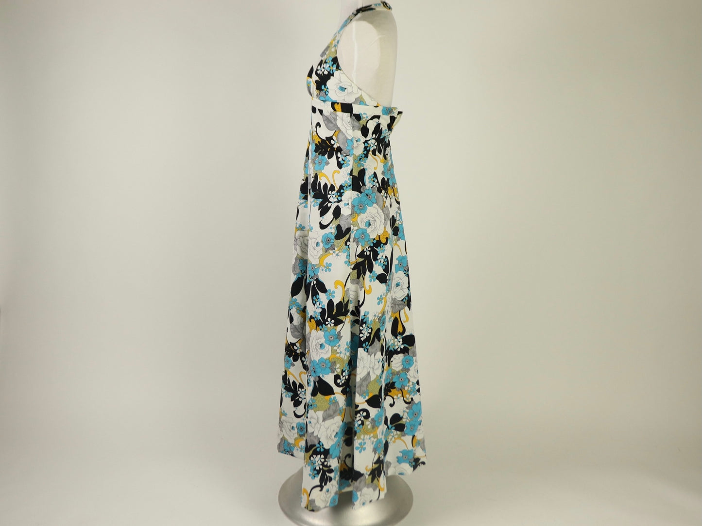 Abstract Floral Halter Maxi dress, 1970s vintage