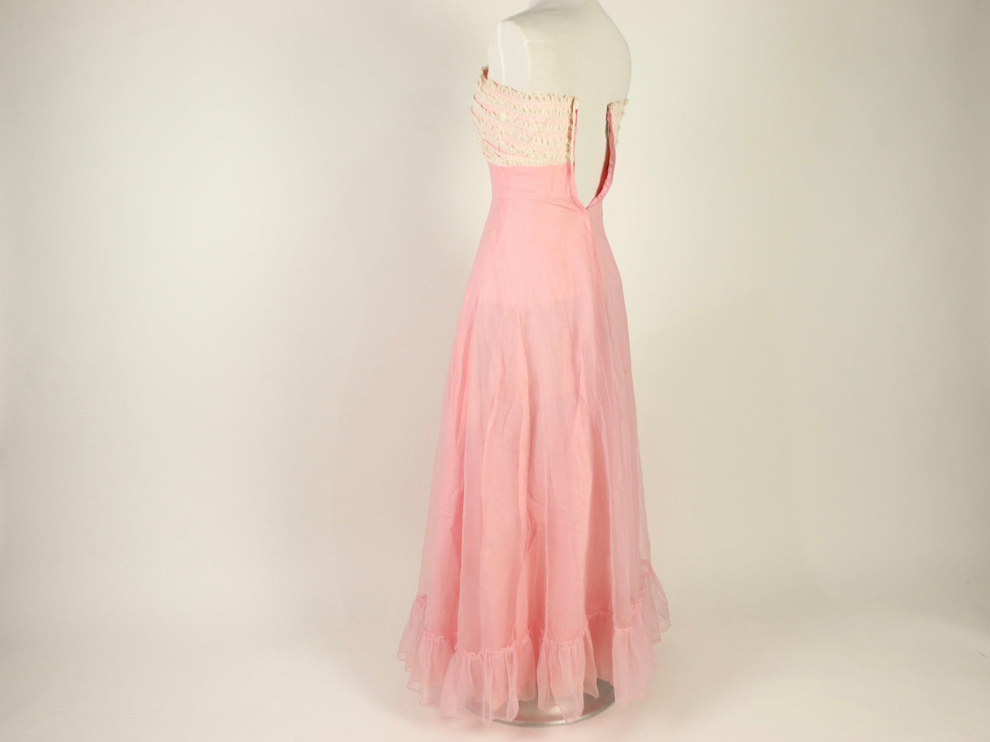 Pink Chiffon Prom Dress, 1950s Vintage